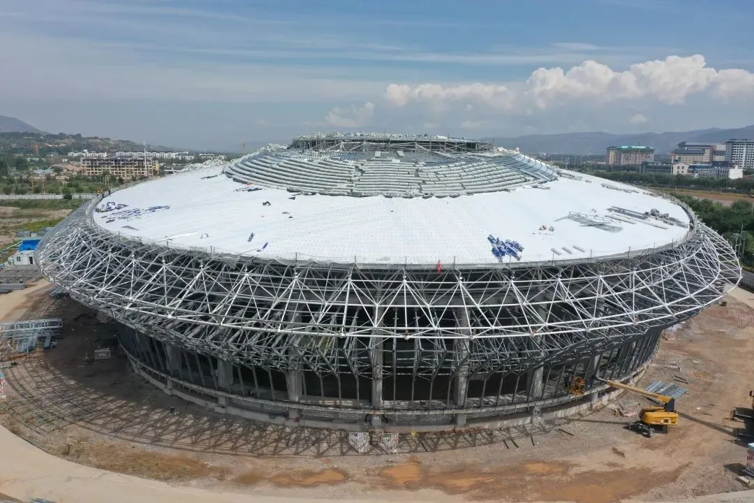 【钢结构·工程】甘肃临洮滑冰馆105米跨度椭圆形屋盖网架封顶(图15) 【钢结构·工程】甘肃临洮滑冰馆105米跨度椭圆形屋盖网架封顶(图15)