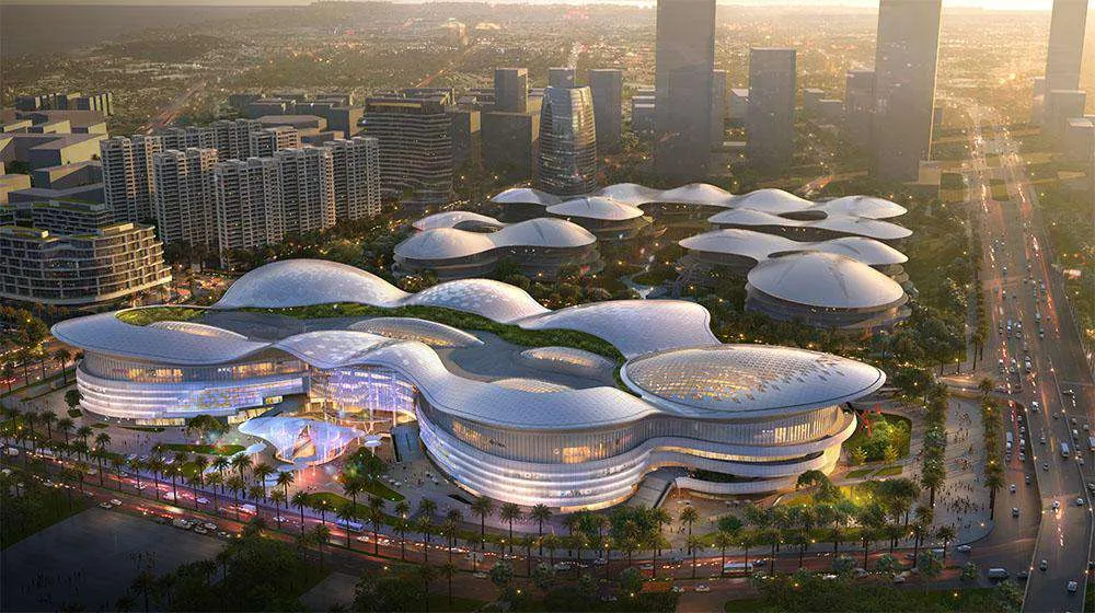 海口市国际免税城(地块五)项目钢结构框架封顶大吉(图2) 海口市国际免税城(地块五)项目钢结构框架封顶大吉(图2)